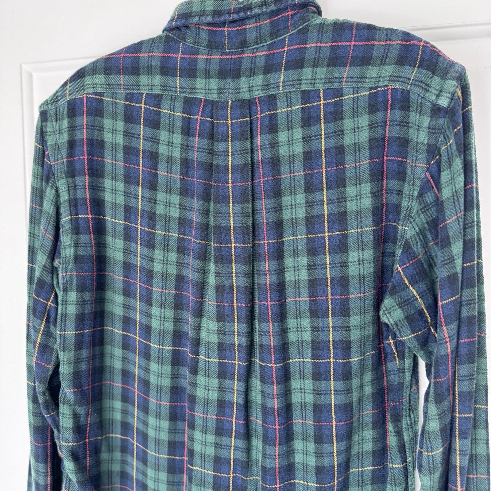 Ralph Lauren Men’s Custom Fit Plaid Flannel Shirt Size S Green Blue Cotton