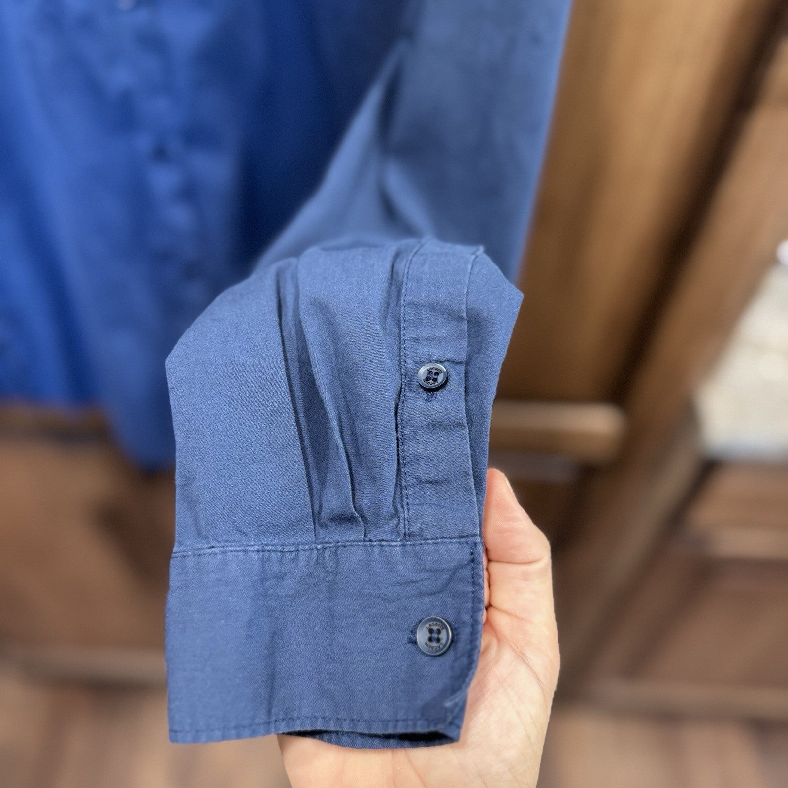 Lacoste Women’s Button-Down Shirt Size 38 Navy Blue