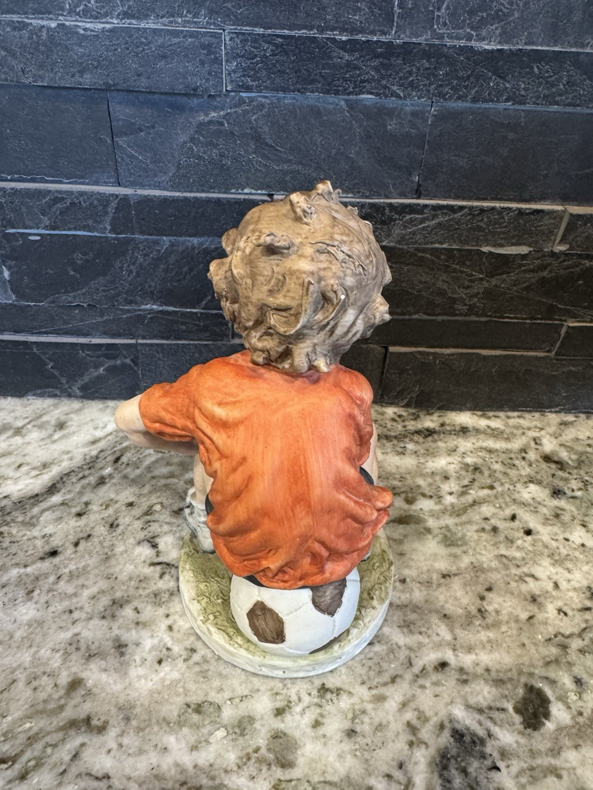 Vintage Stamped Old World Original Mad Boy W/ Soccer Ball 8" Sculpture
