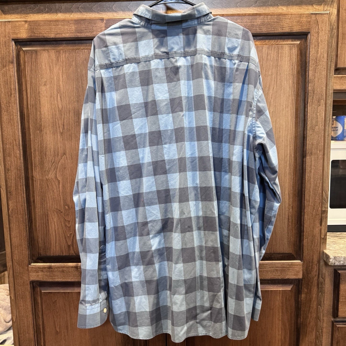L.L. Bean Blue Plaid Button Down Shirt XXXL Traditional Fit 100% Cotton Casual
