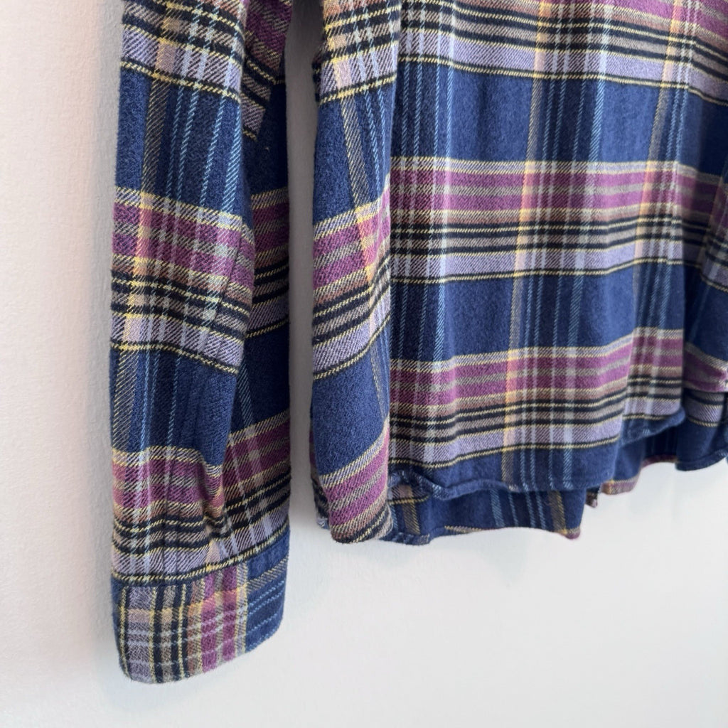 Patagonia Organic Cotton XL Plaid Flannel Shirt Blue Purple Button Up