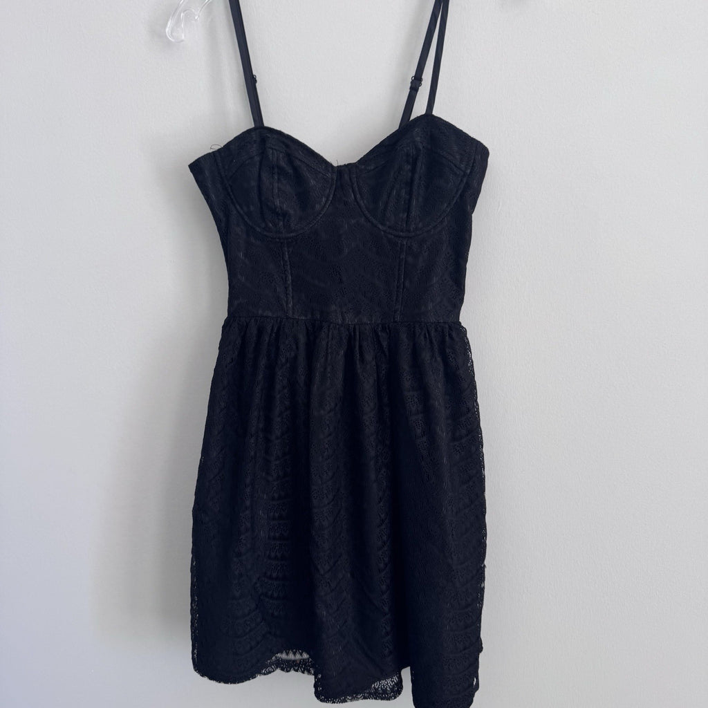 American Rag Company Black Lace Bustier Fit Flare Dress XS Mini