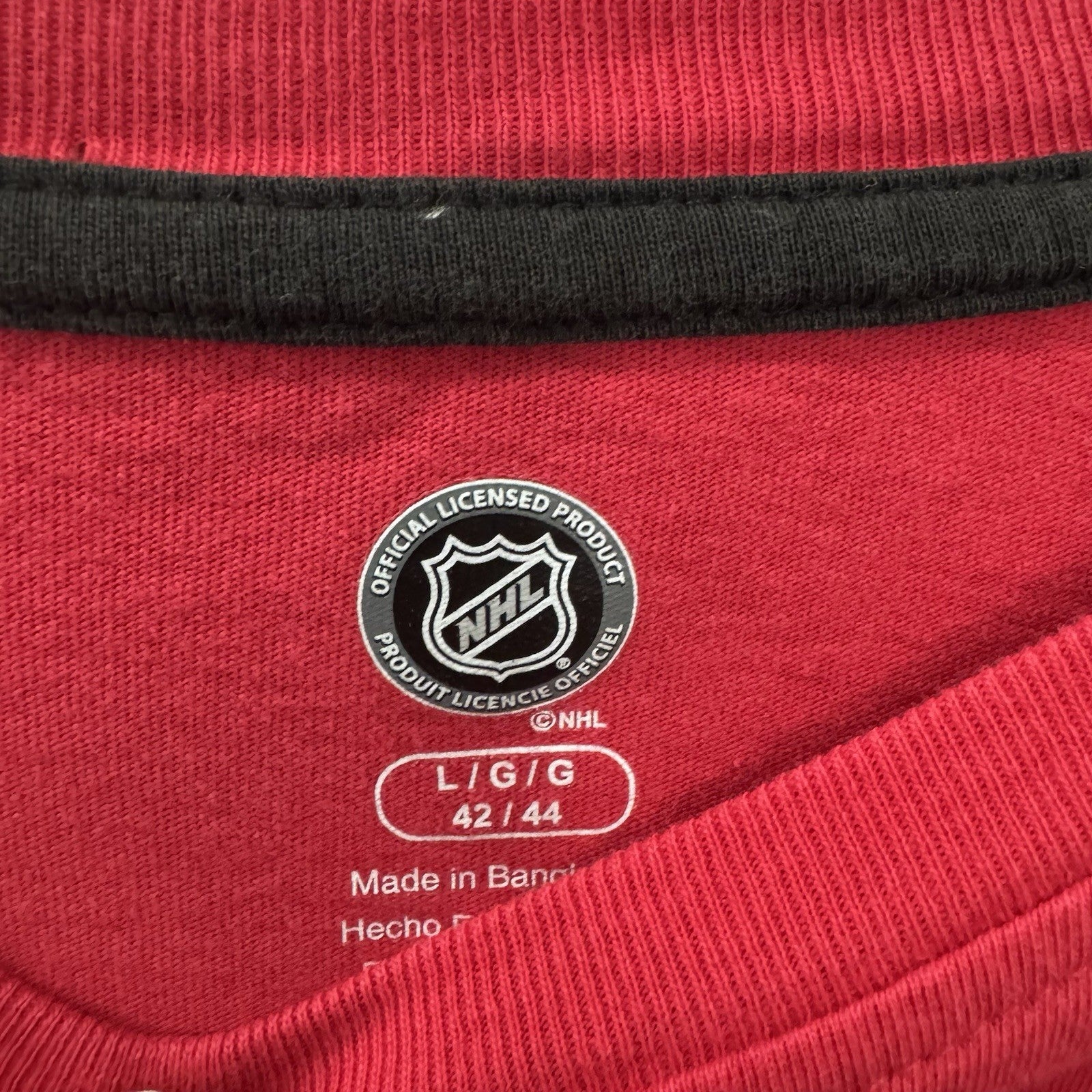 Carolina Hurricanes NHL Long Sleeve Shirt Red Black Mens Size L Hockey