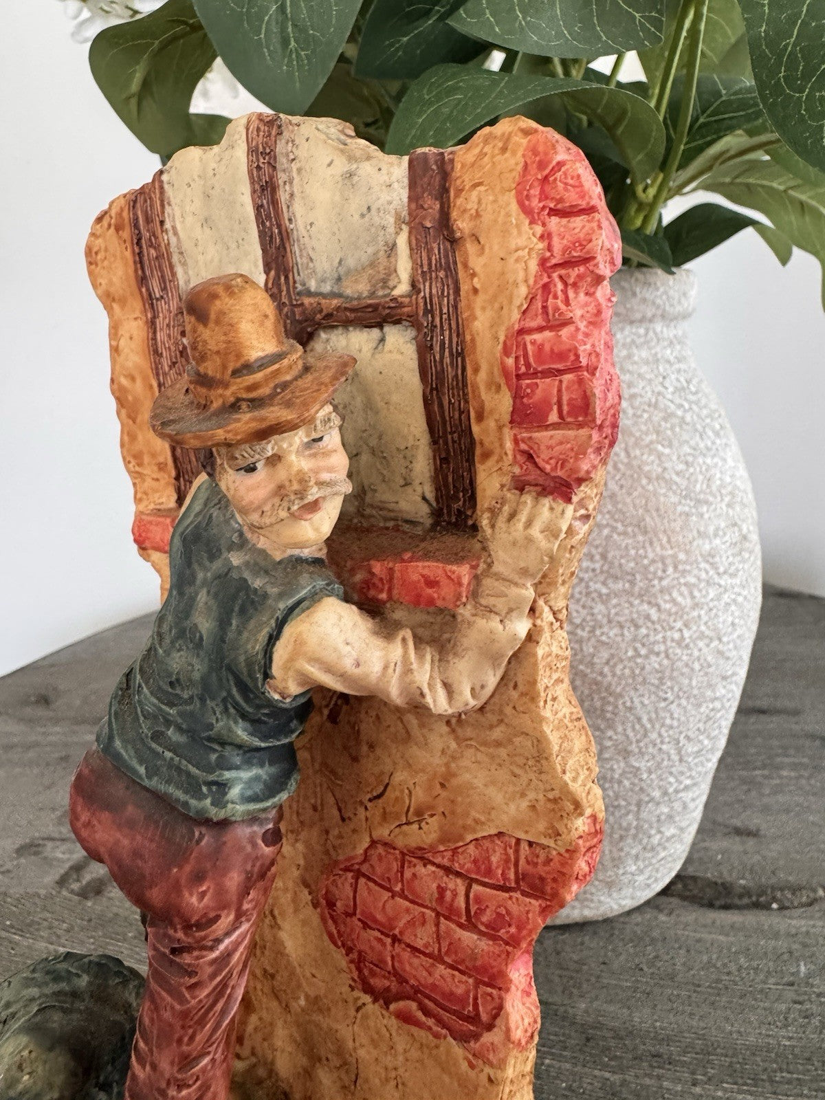 Misubanti Collection Hobo Tramp Figurine Climbing Window Wood Base Vintage