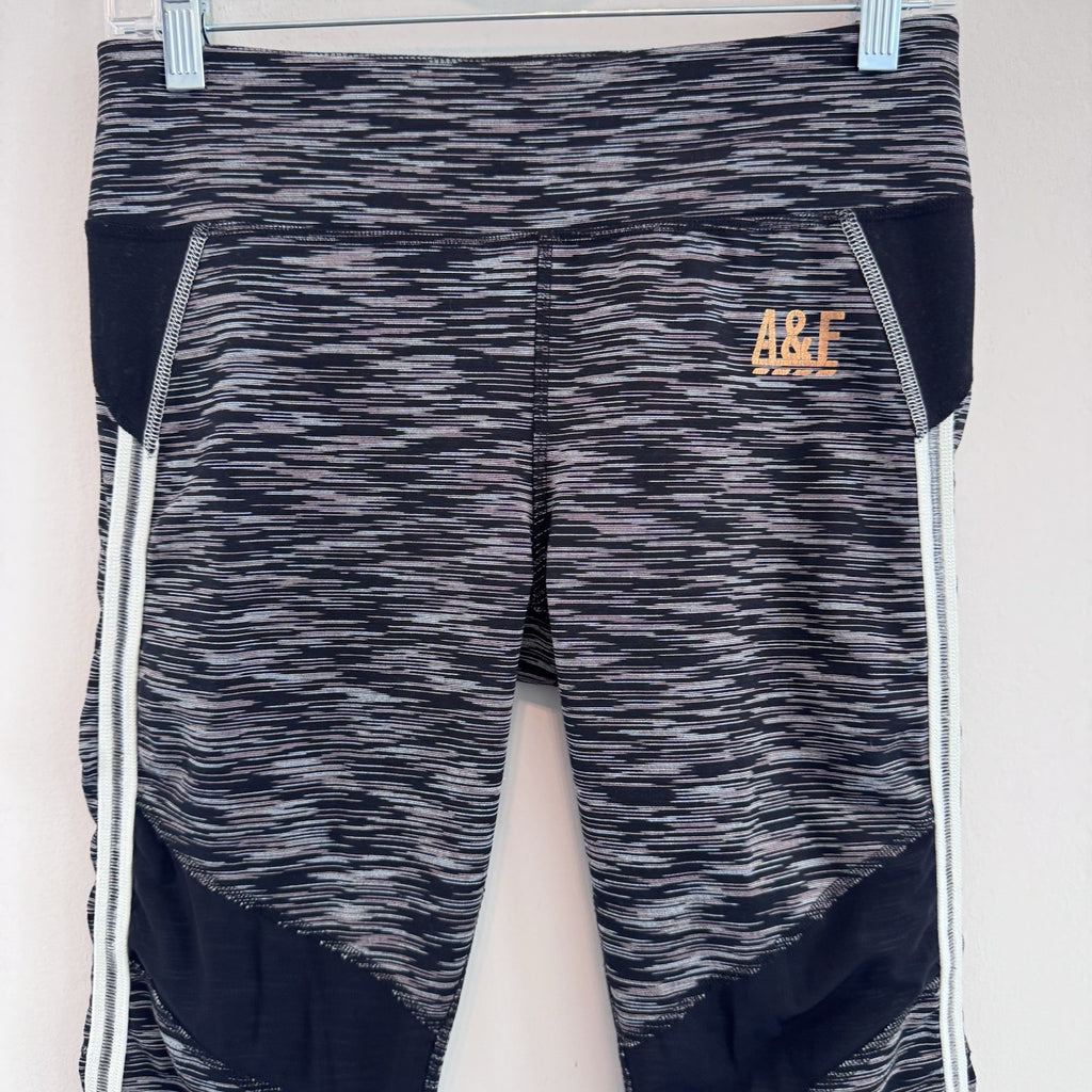 Abercrombie & Fitch A&F Leggings Women Medium Black Space Dye Activewear