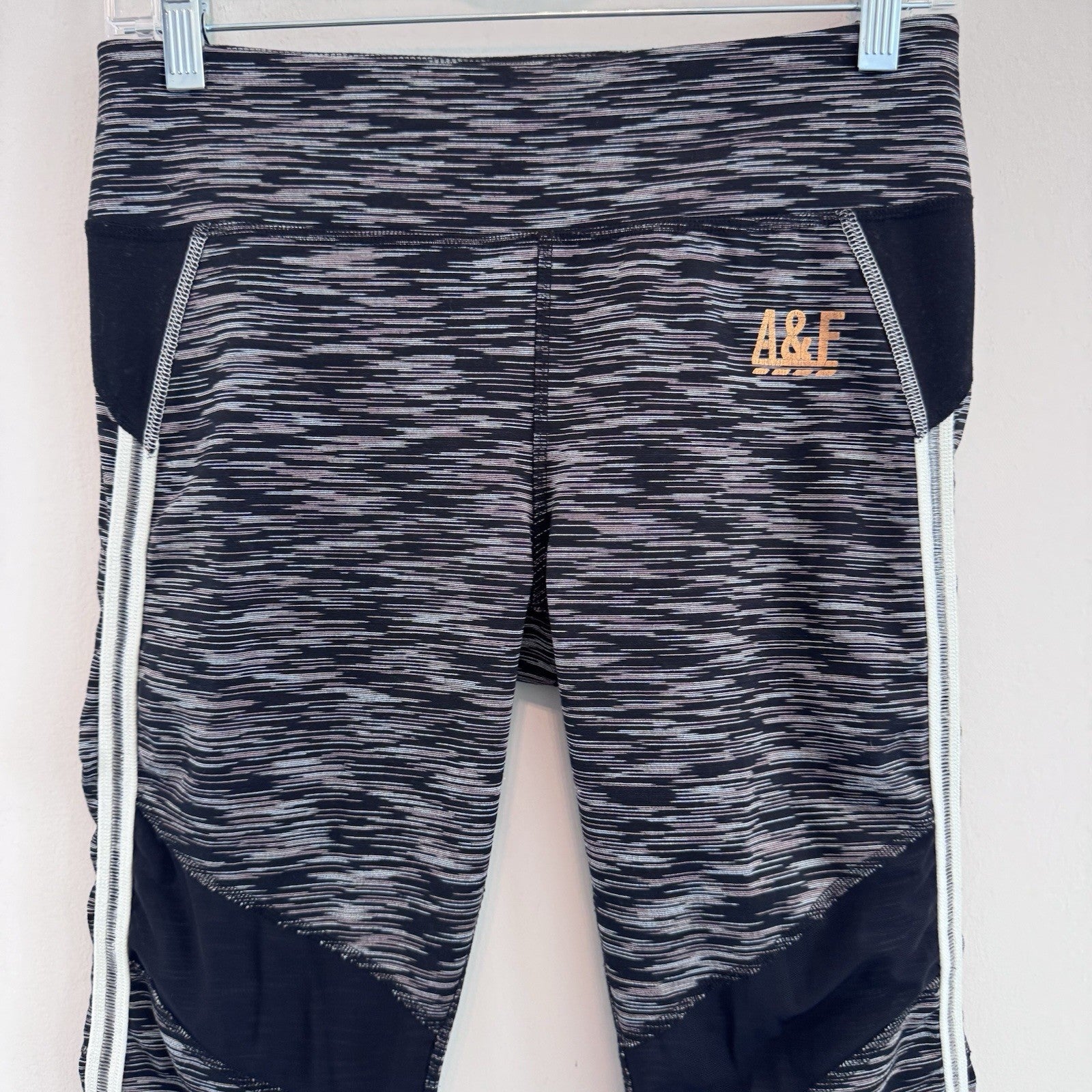 Abercrombie & Fitch A&F Leggings Women Medium Black Space Dye Activewear