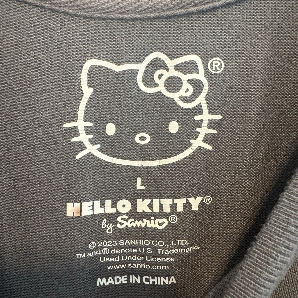 Hello Kitty Leopard Print Sweatshirt Womens Large Gray Sanrio Pullover