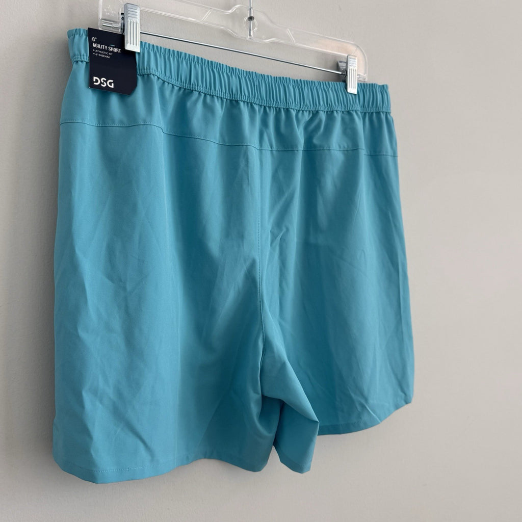 DSG Men's 6" Agility Woven Short Blue Spray Size Large NWT Athletic Gym Running