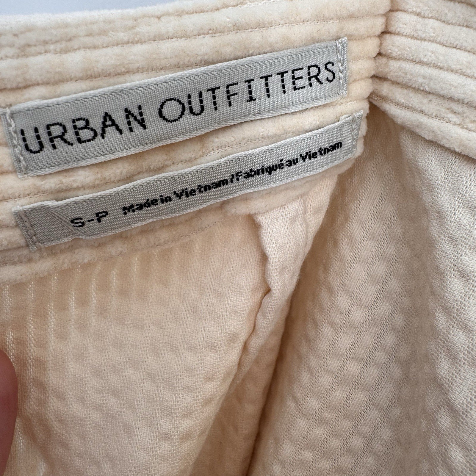 Urban Outfitters Corduroy Mini Skirt Cream Button Pocket Y2K Size S NWT 
