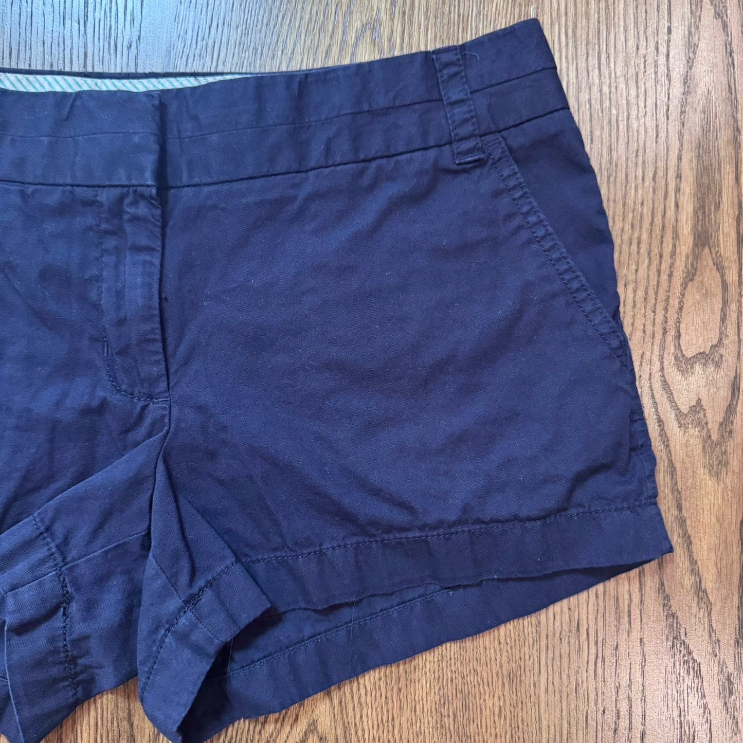J. Crew Factory Navy Blue 100% Cotton Broken-In Chino Shorts Women's Size 6