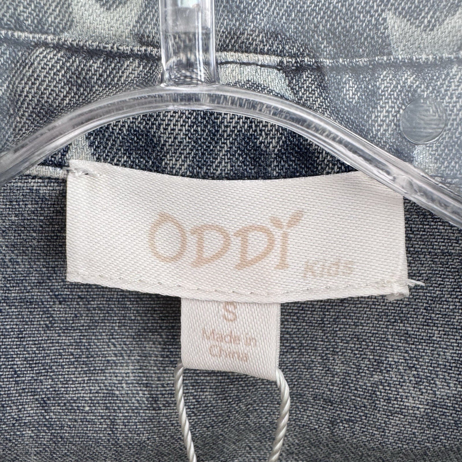 ODDI Kids Star Print Denim Dress Small Fringe Hem Button Front NWT