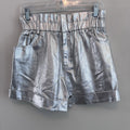 Silver Metallic Paperbag Shorts Women’s Medium Shiny Festival Y2K Trend