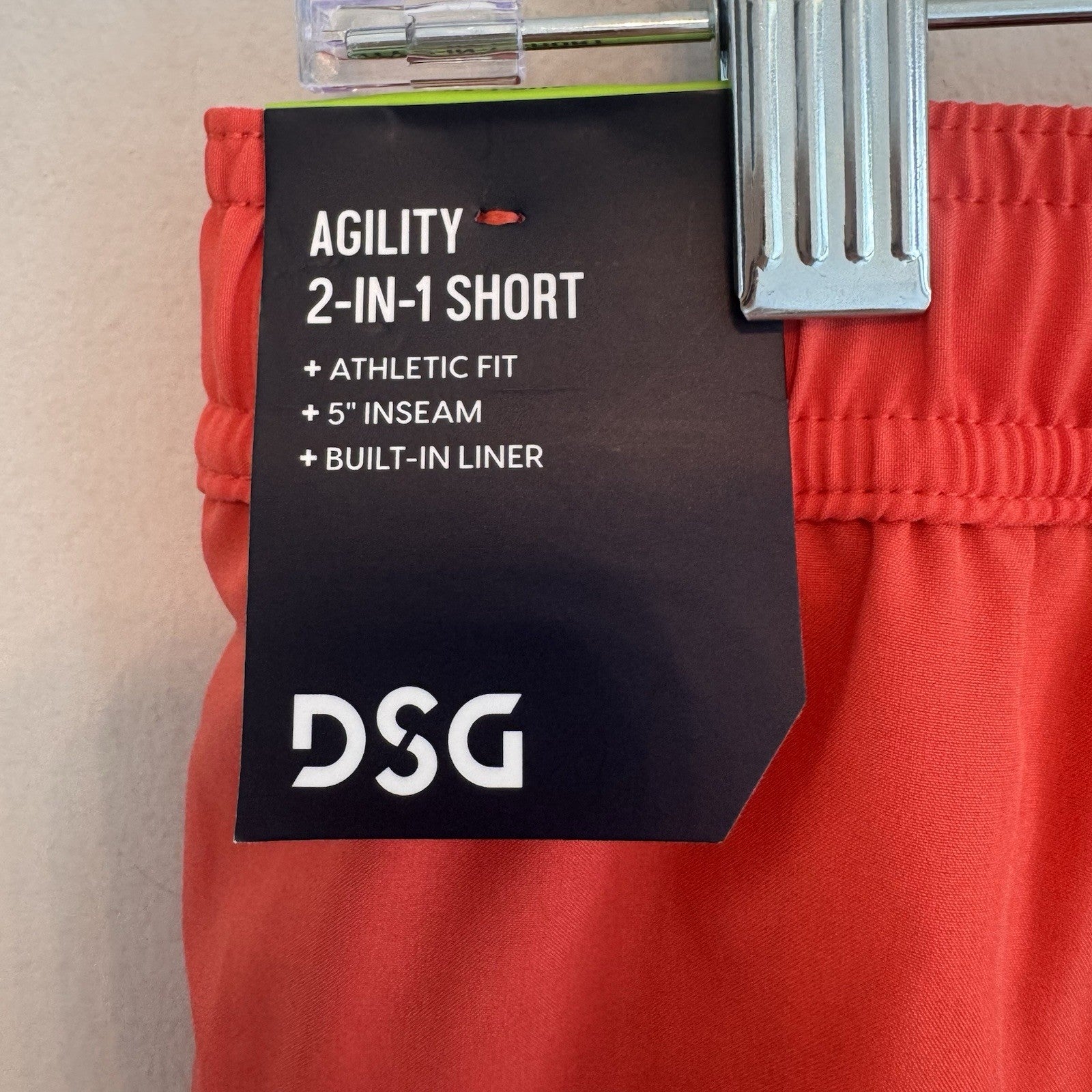 DSG Men's 5" Agility 2-in-1 Shorts M Medium Red Sun NWT Running Gym Lined 5in