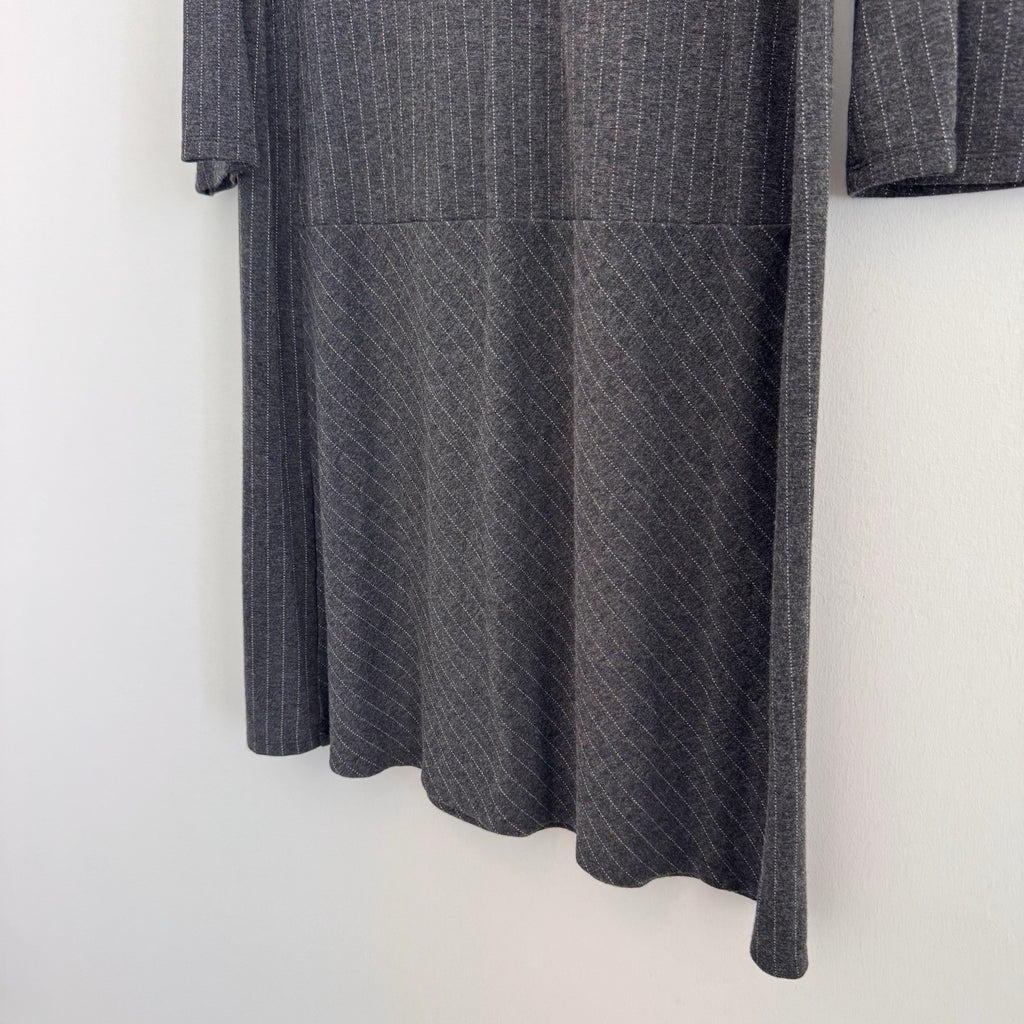 J Jill Ponte Dress Medium Gray Knit 3/4 Sleeve Stretch Office Career POCKETS