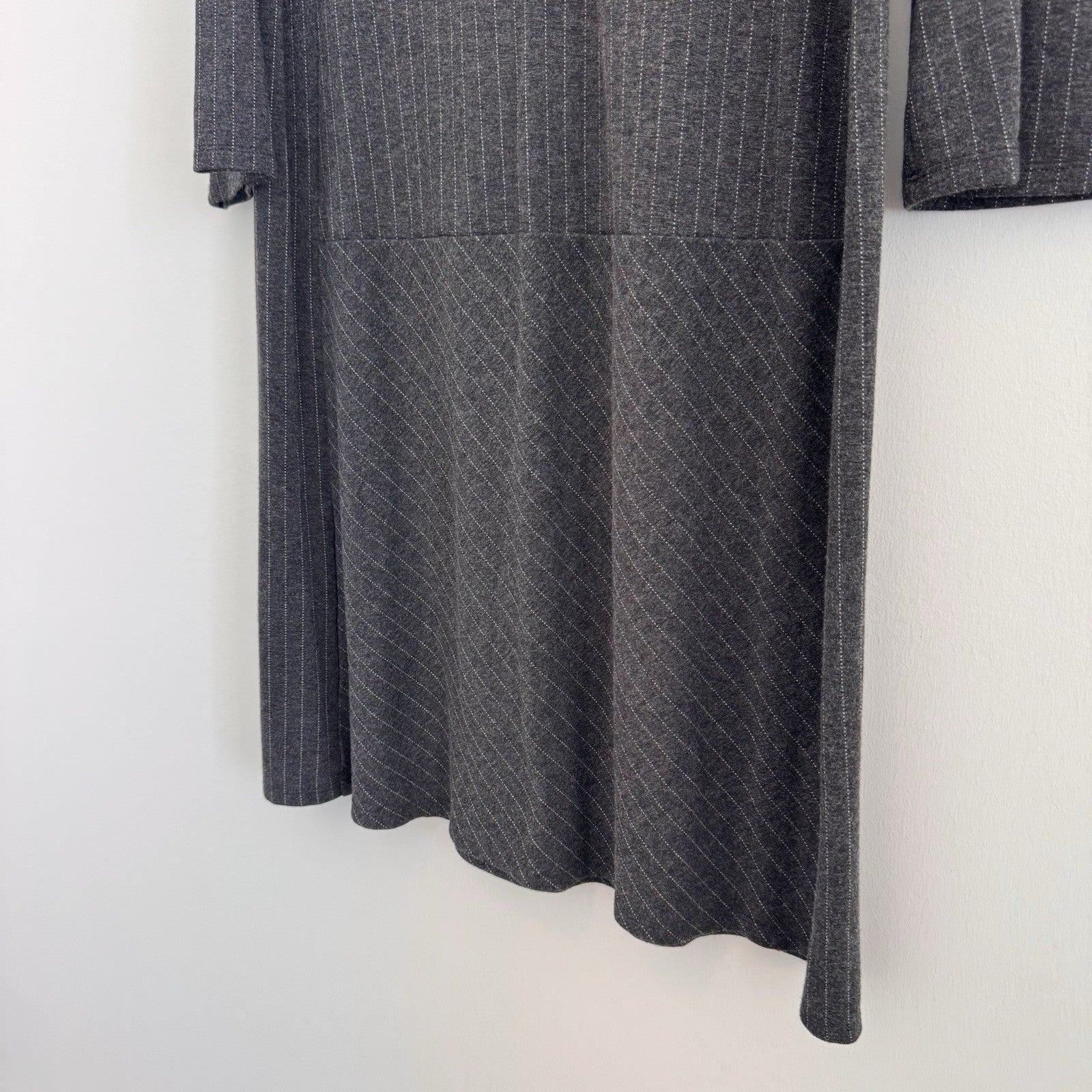 J Jill Ponte Dress Medium Gray Knit 3/4 Sleeve Stretch Office Career POCKETS