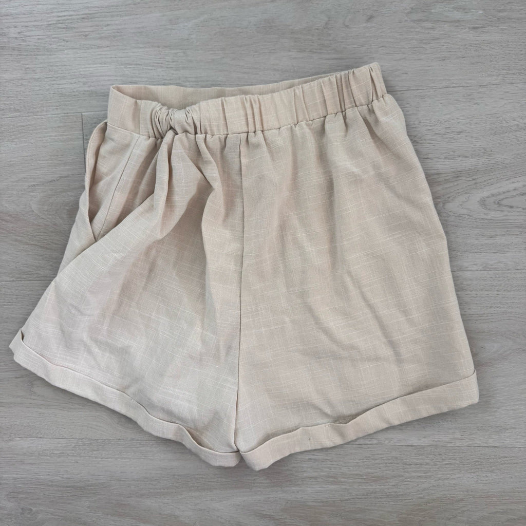 Princess Polly Women’s Beige Linen Look Tailored Shorts US 2 Minimalist