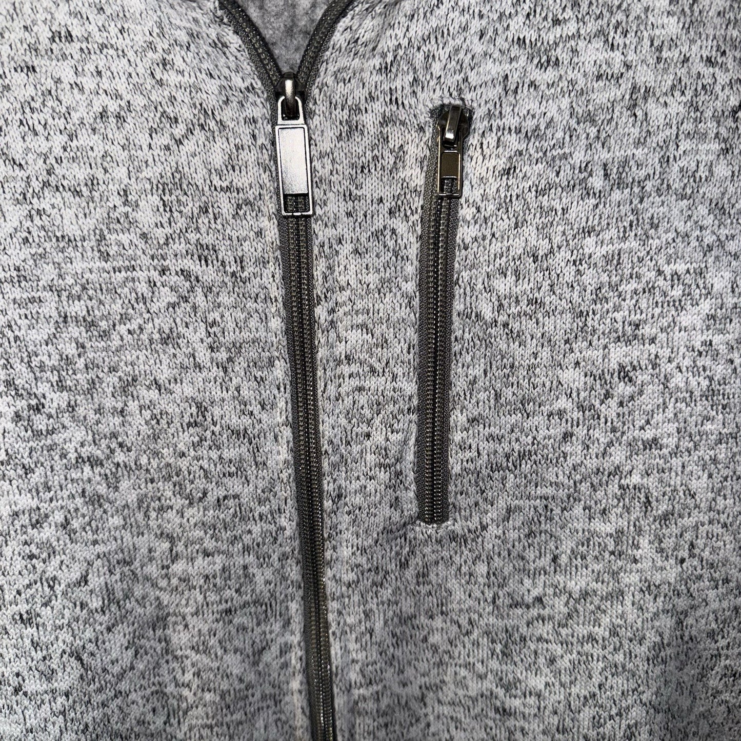 Grunt Style Mens Full Zip Fleece Jacket Heathered Gray Patch Detail Size Medium