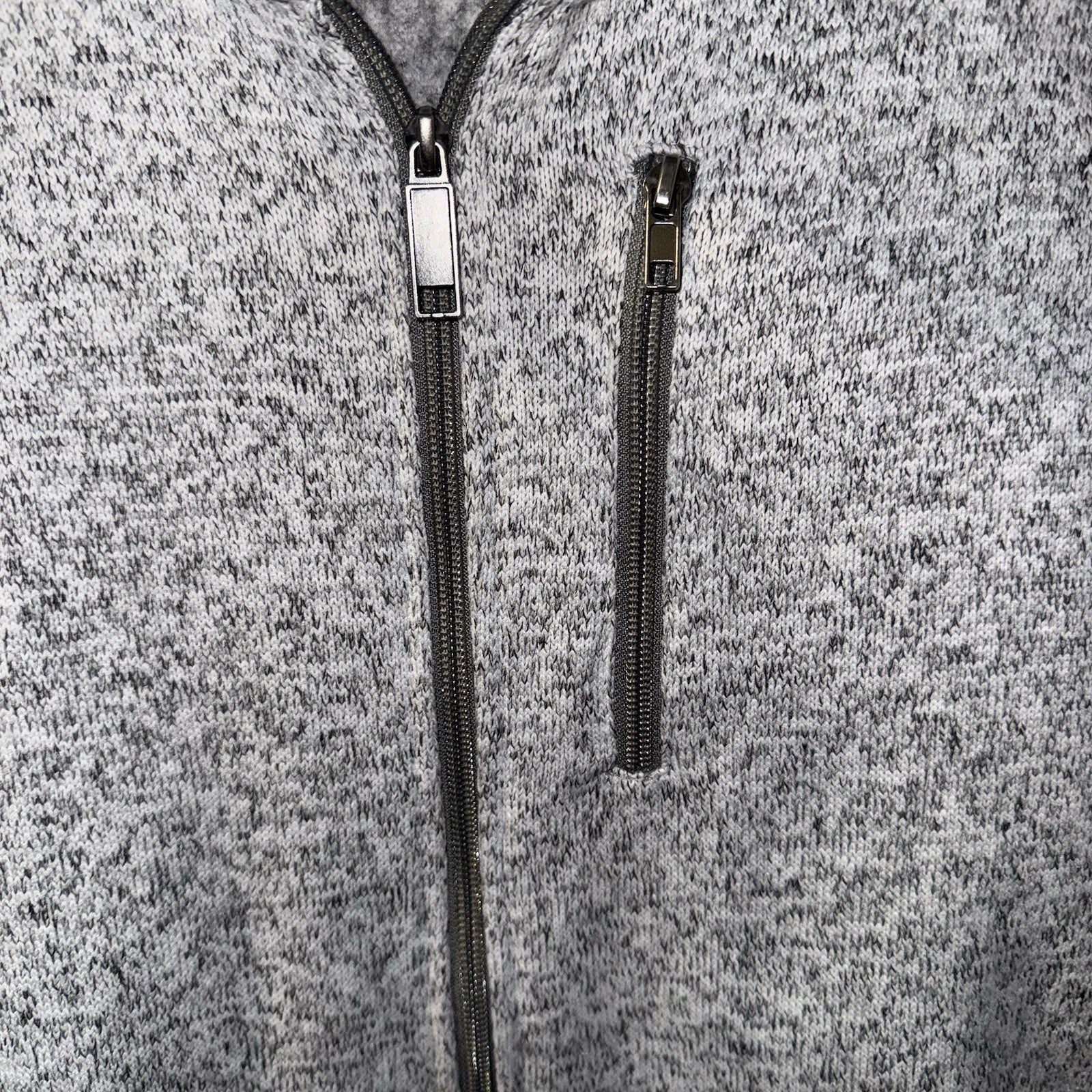 Grunt Style Mens Full Zip Fleece Jacket Heathered Gray Patch Detail Size Medium