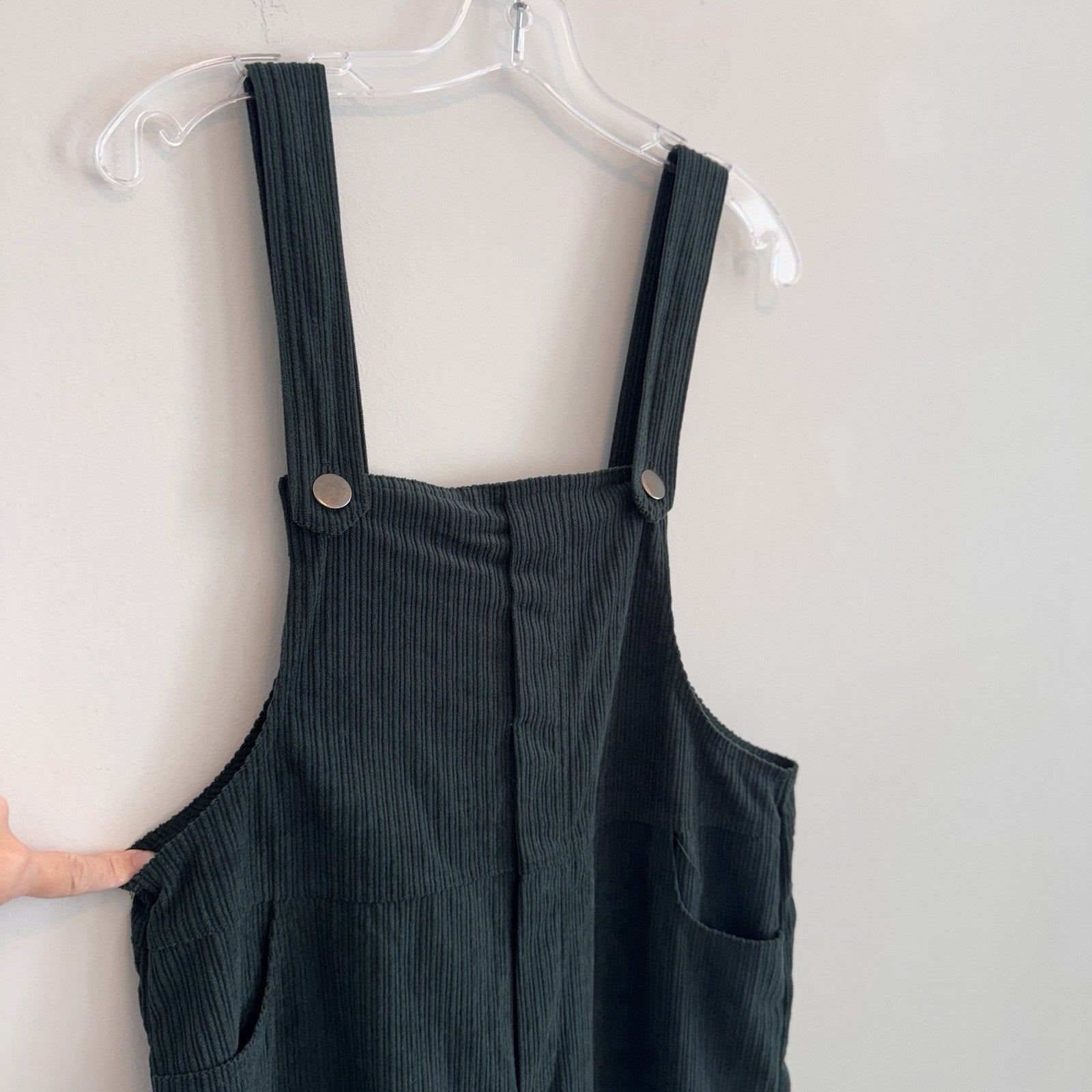 Pink Lily Hunter Green Corduroy Overalls Size Small Retro Boho Adjustable
