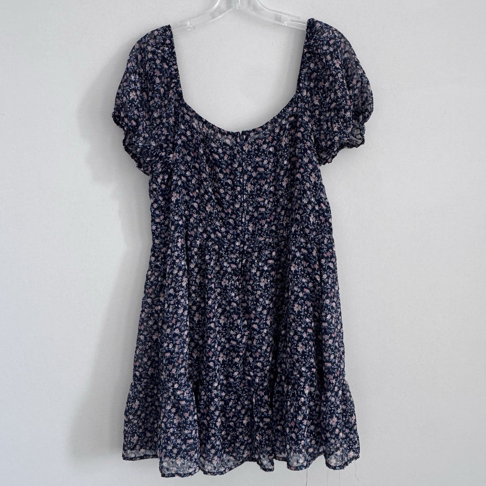 Altar’d State Navy Floral Puff Sleeve Mini Dress Cottagecore XL