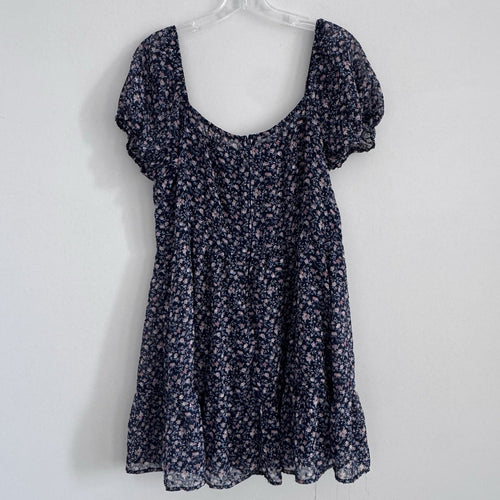 Altar’d State Navy Floral Puff Sleeve Mini Dress Cottagecore XL