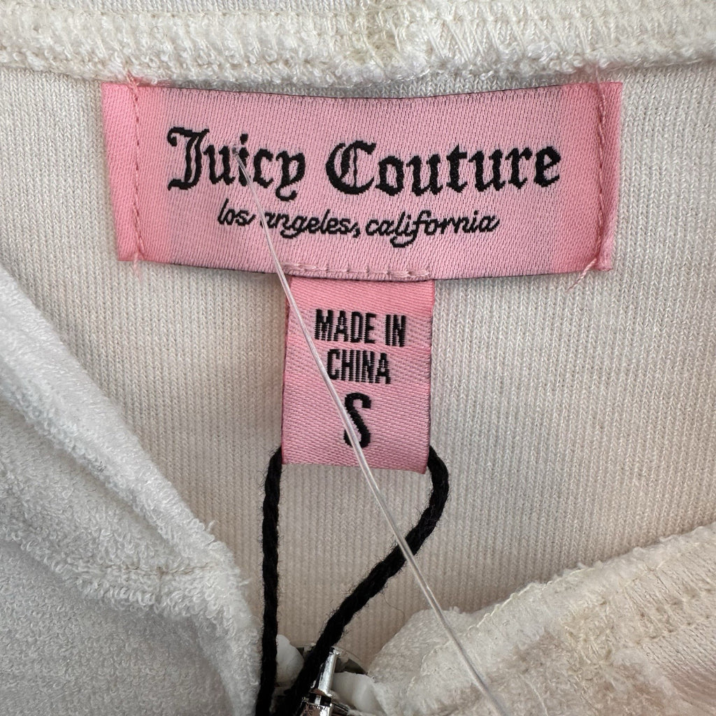 NWT Juicy Couture Oyster Short Sleeve Velour Zip Hoodie Small Rhinestone