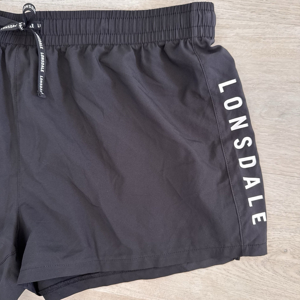 Lonsdale London Women’s Black Athletic Shorts Size 18 Logo Drawstring