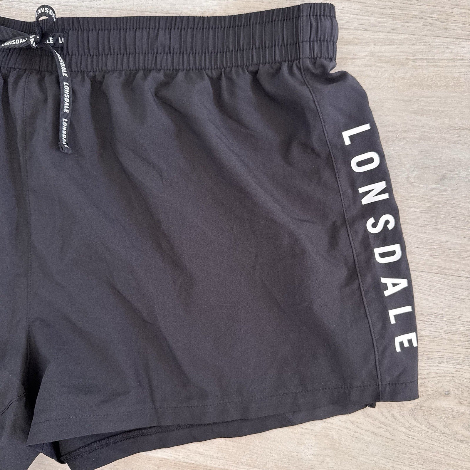 Lonsdale London Women’s Black Athletic Shorts Size 18 Logo Drawstring