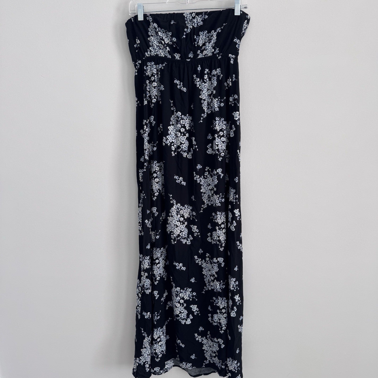 Old Navy Strapless Floral Maxi Dress M Black White Boho 2013