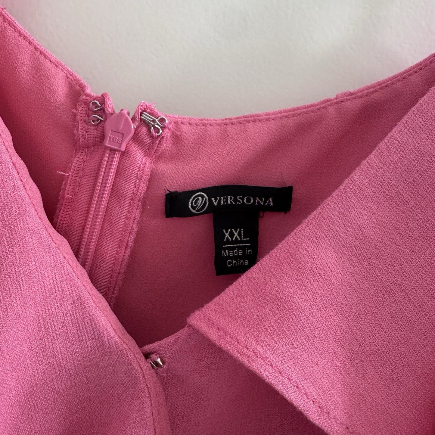 Versona Pink Ruffle Cold Shoulder Blouse XXL Asymmetrical Neckline Feminine 