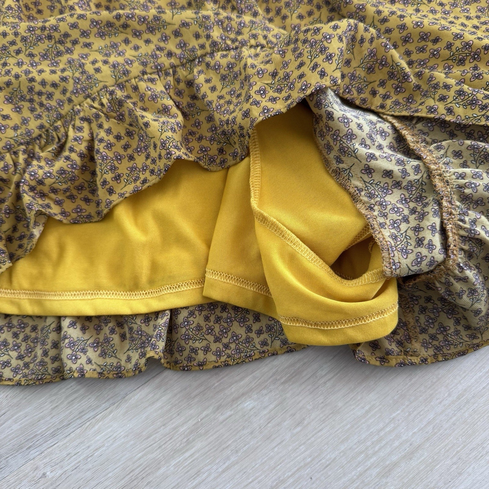 A Beautiful Soul Wrap Skort XL Mustard Floral Ruffle NWT Boho