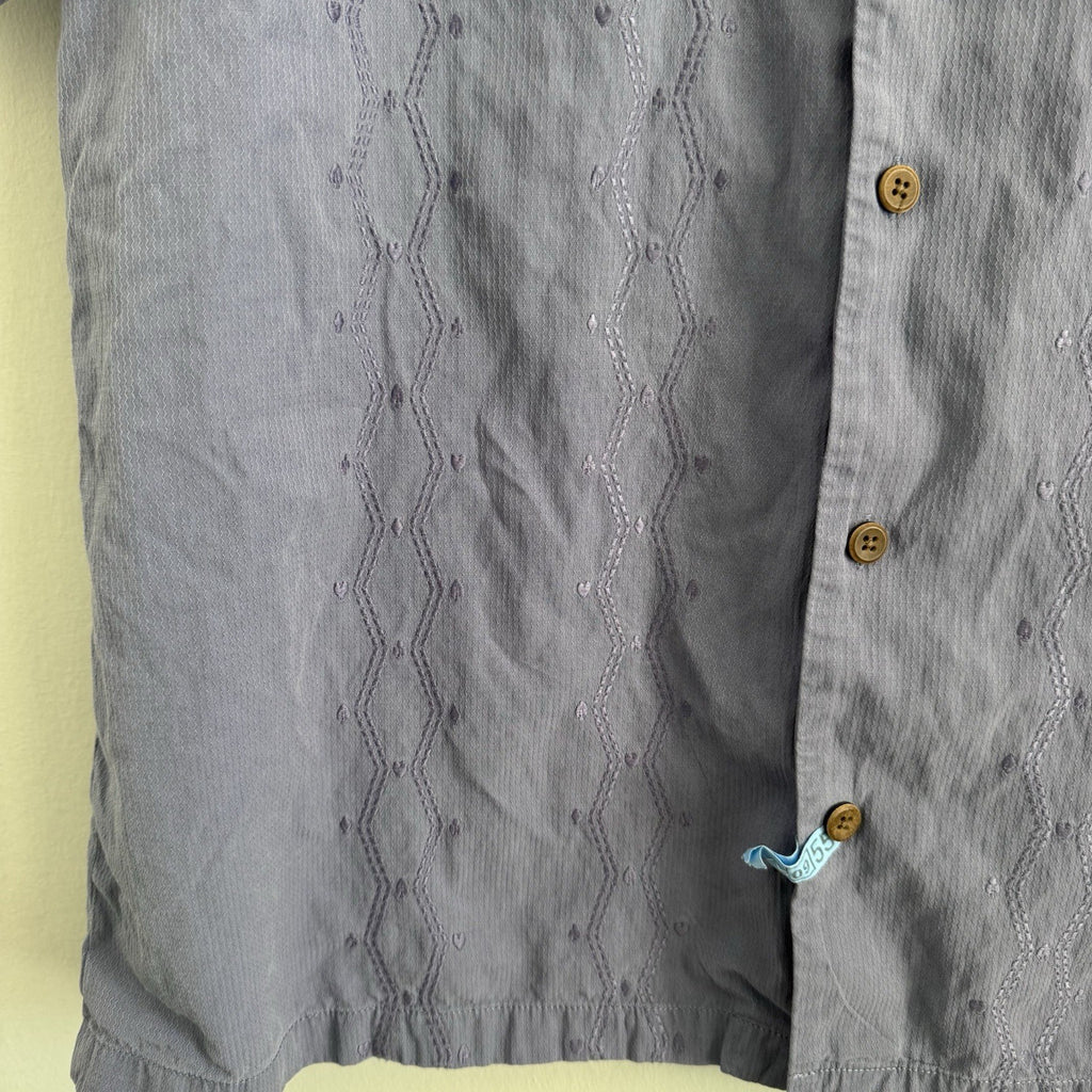 Tommy Bahama Shirt M Purple Silk Camp Button Front Embroidered
