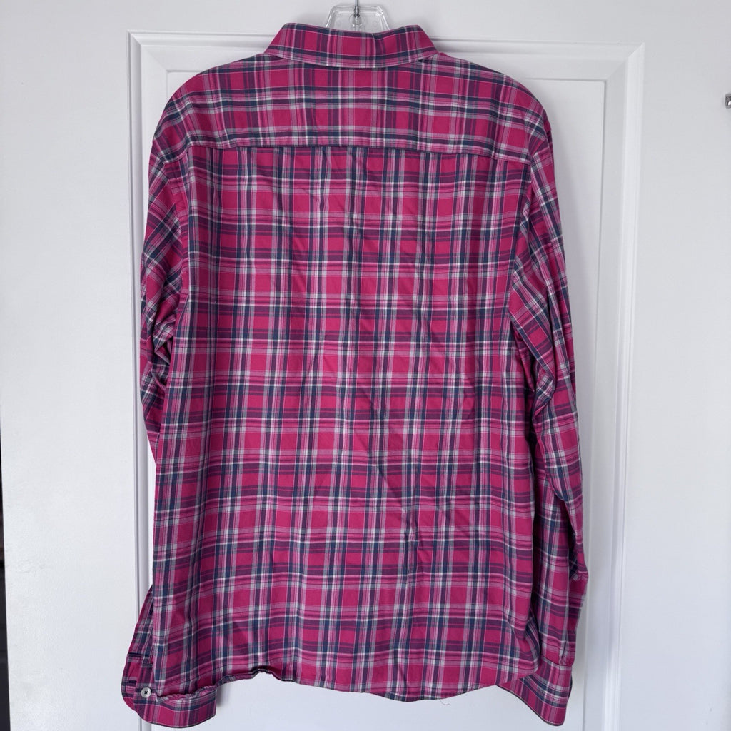 UNTUCKit Men’s XL Slim Fit Plaid Button Down Shirt Red Gray Cotton