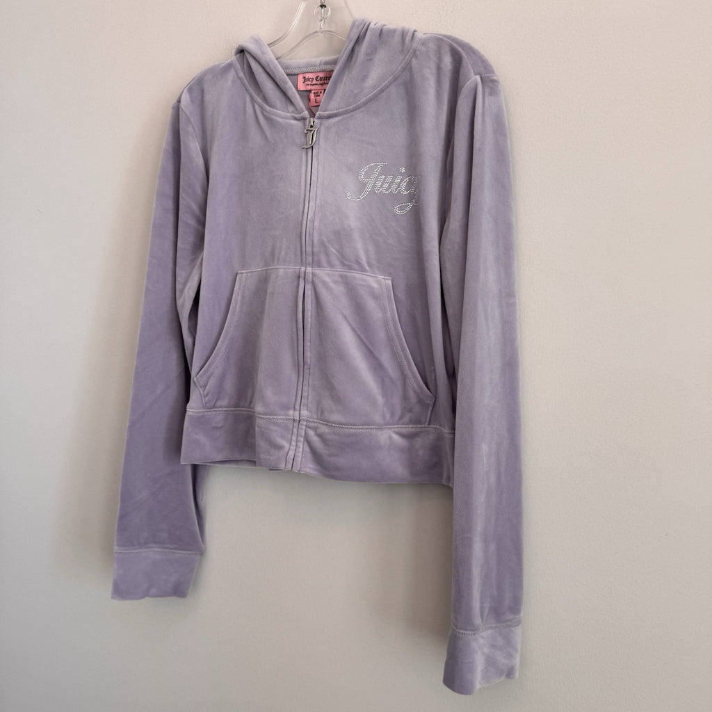 NWT Juicy Couture Velour Tracksuit Set Lavender Haze L Y2K OG Bling Rhinestone