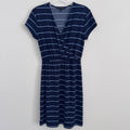 Banana Republic Women’s Petite PS Navy Stripe Faux Wrap Dress Stretch
