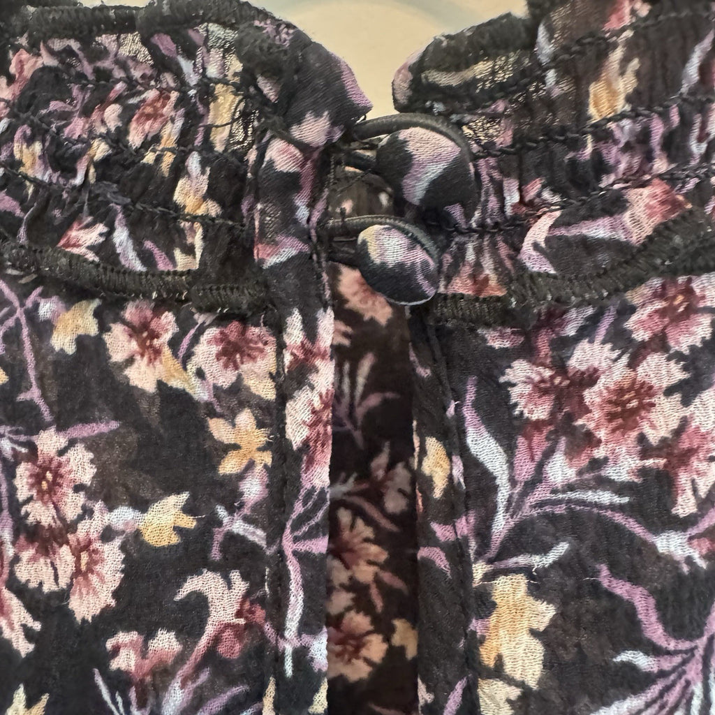 AE American Eagle Floral Ruffle Sleeveless Blouse Top Women XL Boho