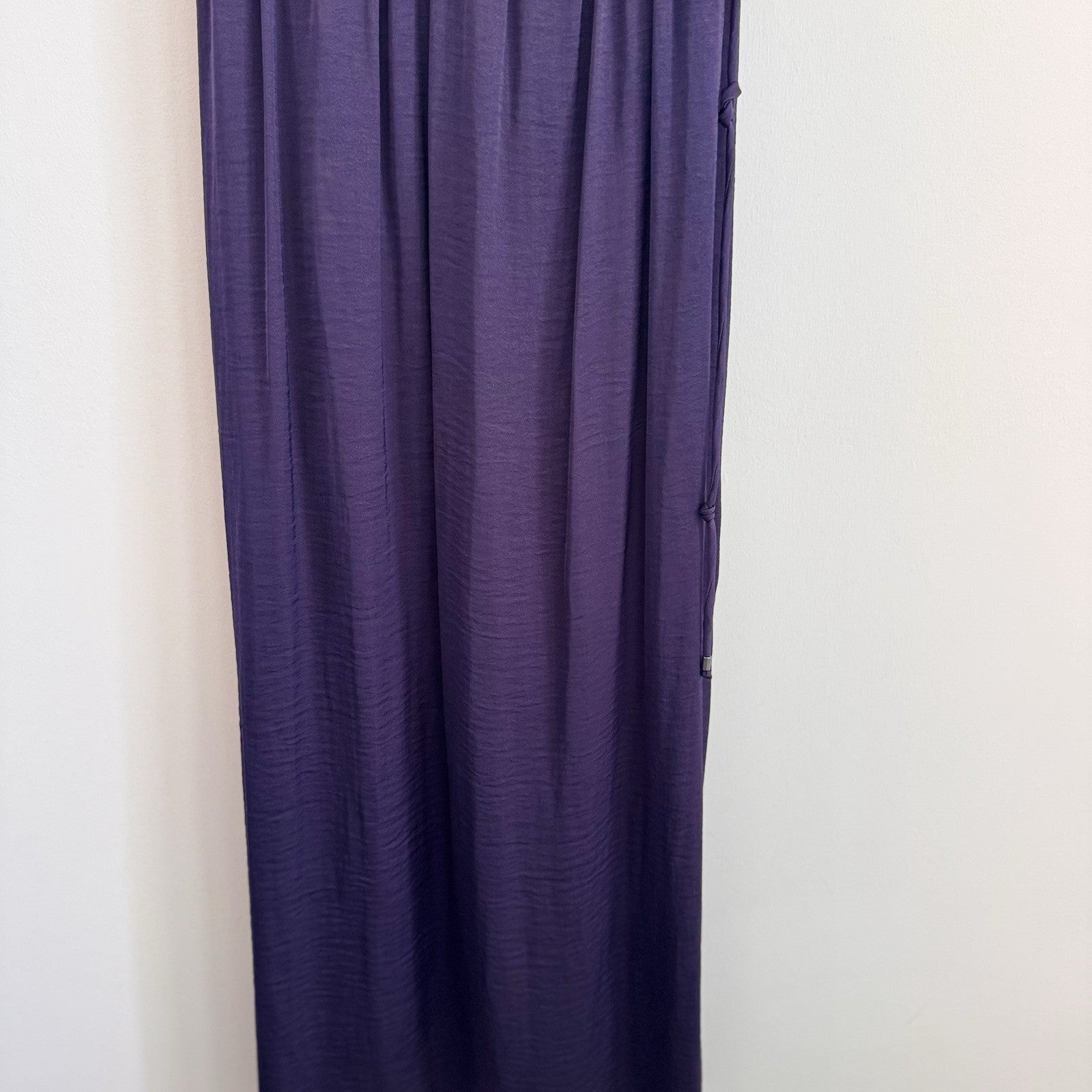GAP Women's XS Blackberry Purple Pleated Sleeveless Maxi Dress Side Slits Plum
