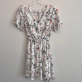 Sienna Sky Floral Wrap Dress XS White Pink Boho Summer Mini Women’s Boutique