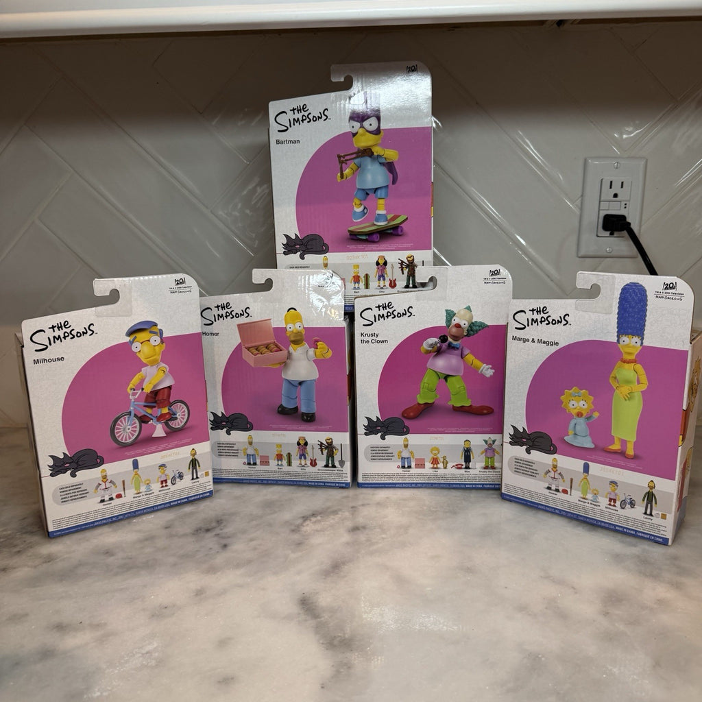 The Simpsons Action Figure Lot Bartman Homer Millhouse Kristy Marge Maggie Jakks