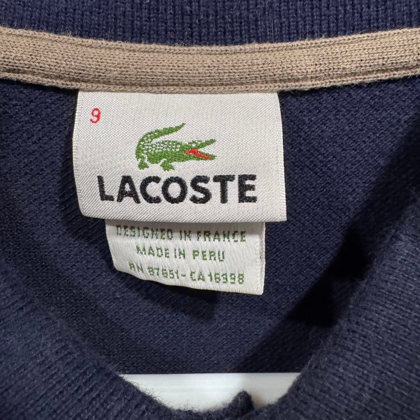 Lacoste Men’s Striped Polo Shirt Navy Blue – Size 9 (2XL)