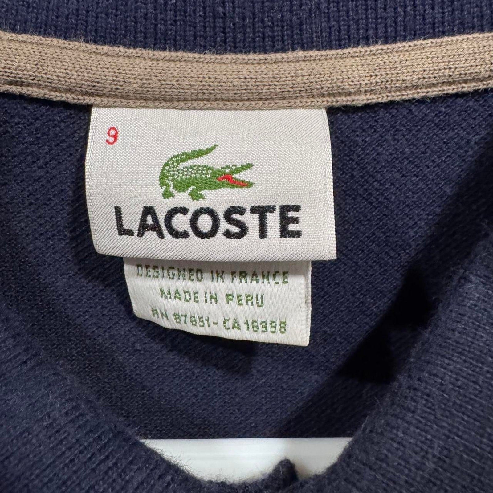 Lacoste Men’s Striped Polo Shirt Navy Blue – Size 9 (2XL)