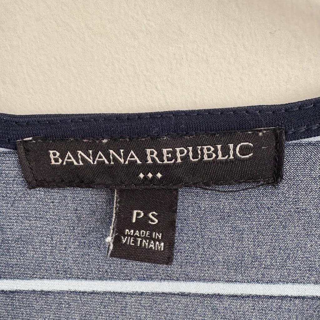 Banana Republic Women’s Petite PS Navy Stripe Faux Wrap Dress Stretch