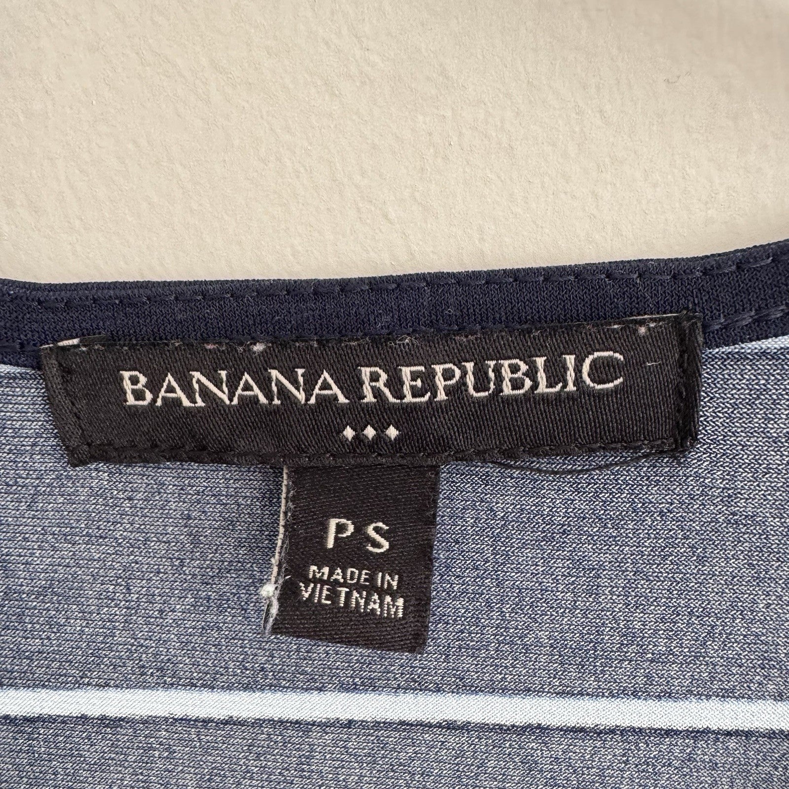Banana Republic Women’s Petite PS Navy Stripe Faux Wrap Dress Stretch