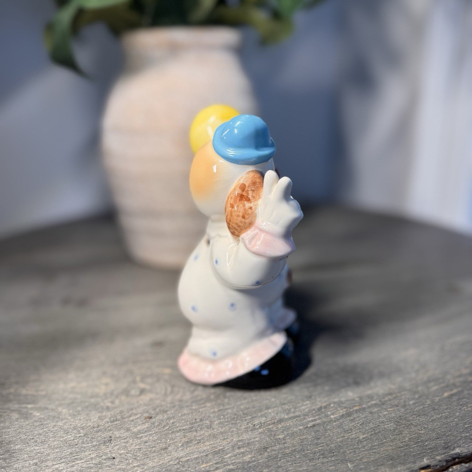 Vintage Lefton Ceramic Clown Bank & Balloon Ornament Set 6254 Mid Century Decor