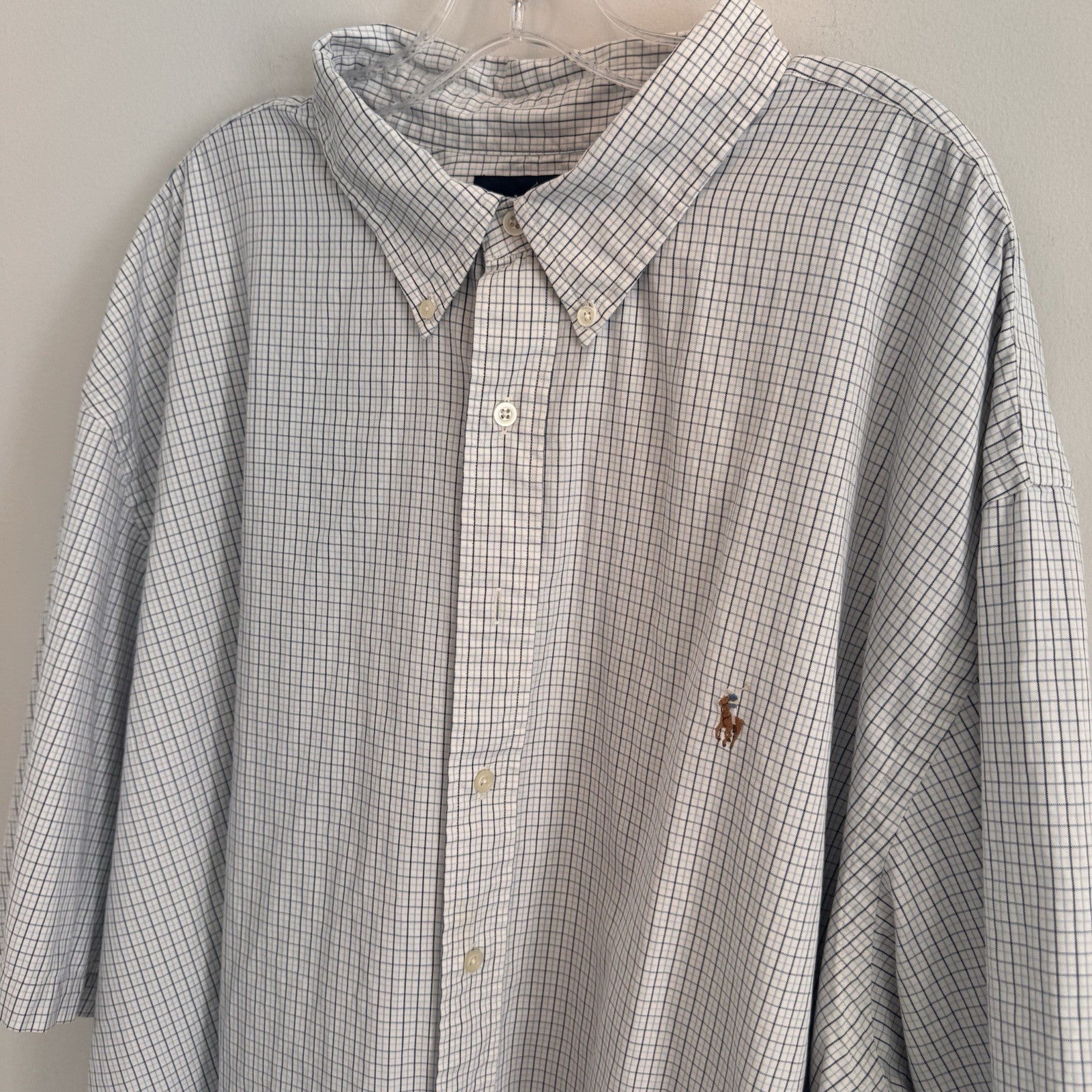 Ralph Lauren Classic Fit Button Down Shirt 3XLT Blue Plaid Cotton  Men’s