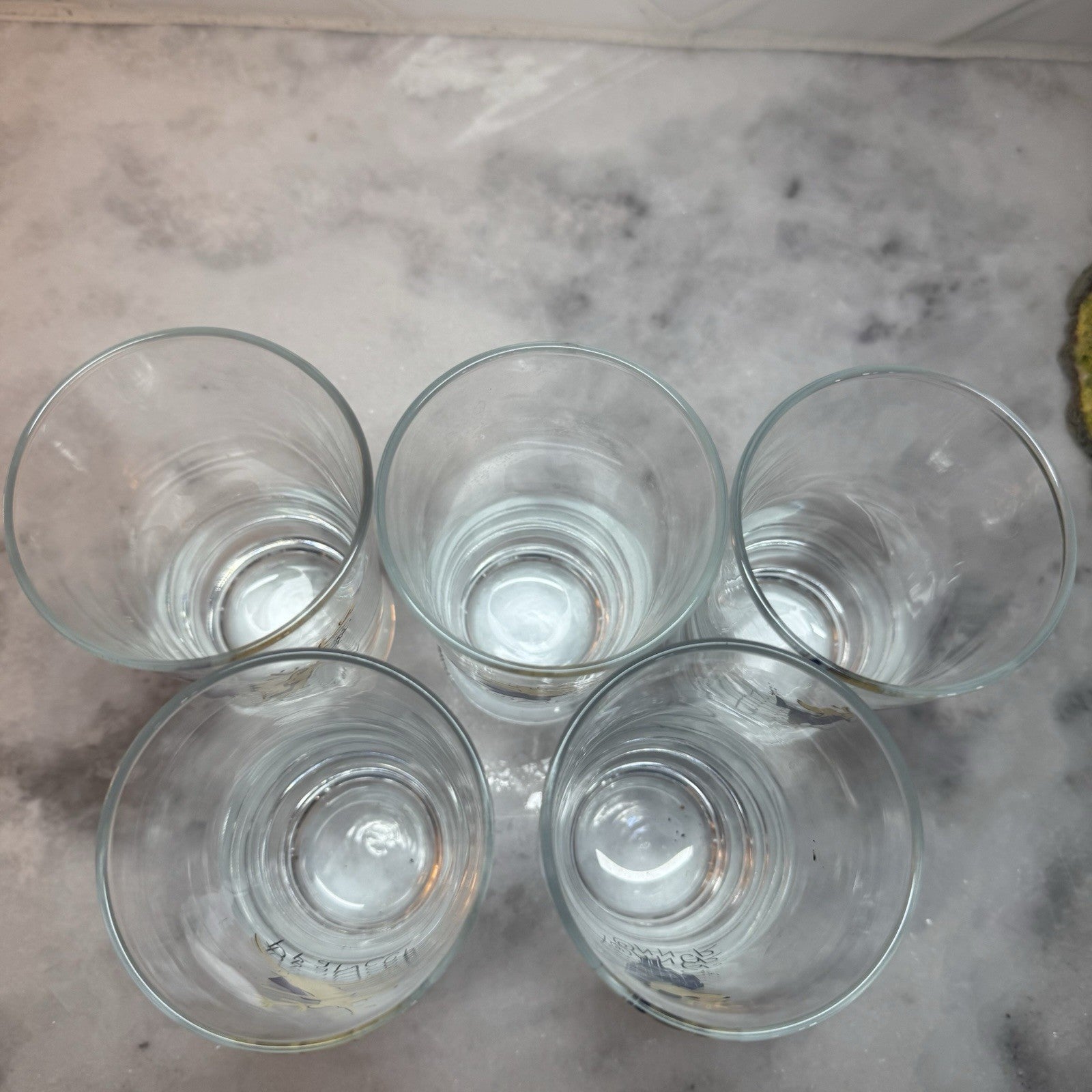 Pottery Barn Reindeer Glasses Set of 5 Footed 5.5" Tumblers Christmas vintage