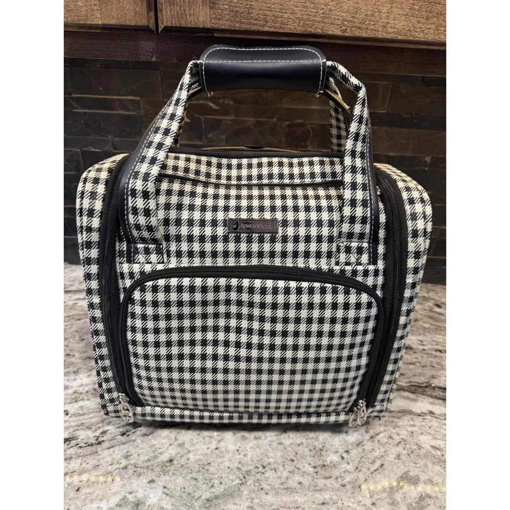 London Fog Under Seat Bag 15 In Sheffield 2 Wheels Carry- Retails 160 plaid