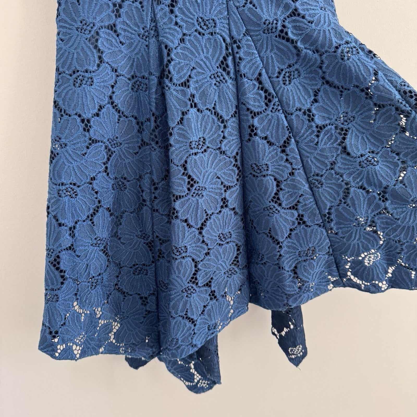 Altar’d State Lace Dress S Blue Handkerchief Hem Sleeveless