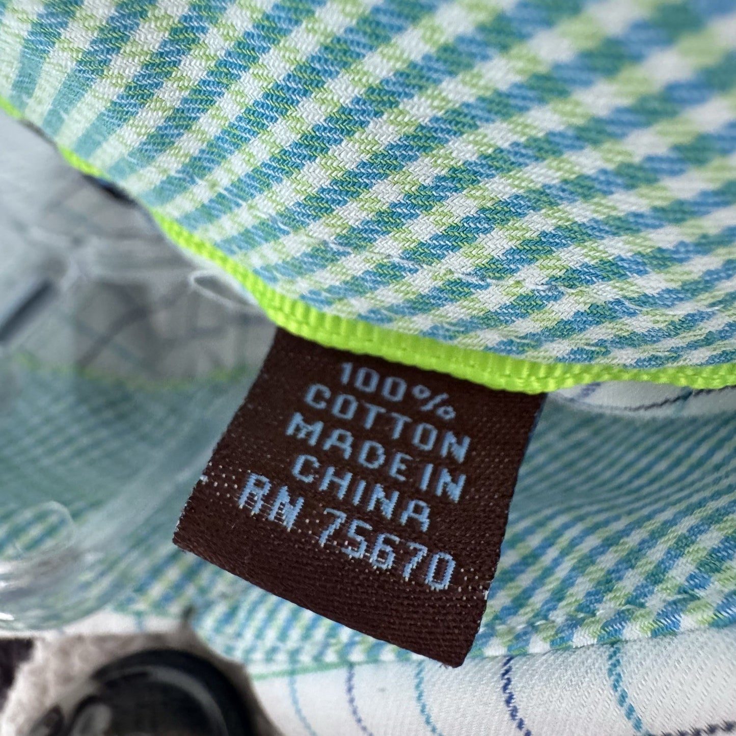 Tattersall London 16 32/33 Check Dress Shirt Blue Green Cotton