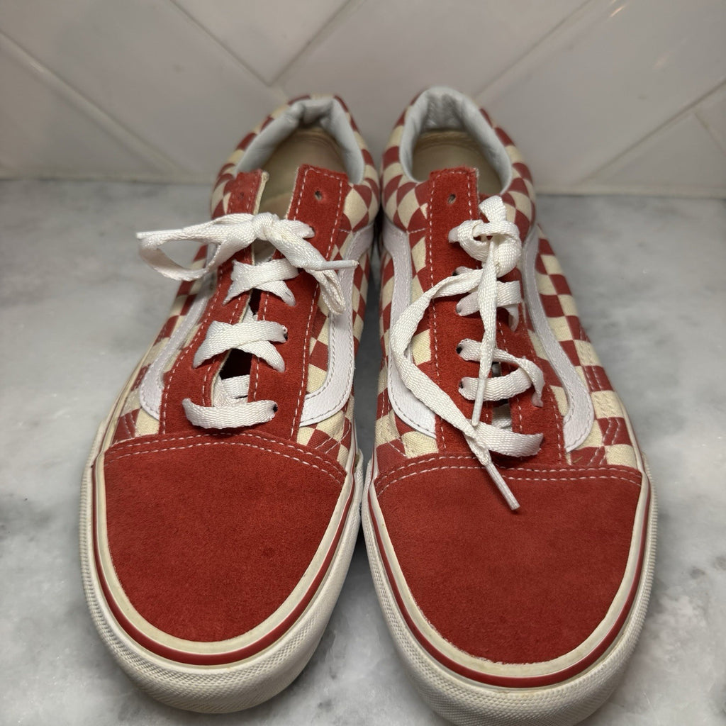 Vans Old Skool Checkerboard Red White Suede Canvas Men 5.5 Women 7